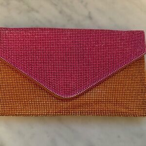 Aqua Vibrant Pink and Orange Clutch